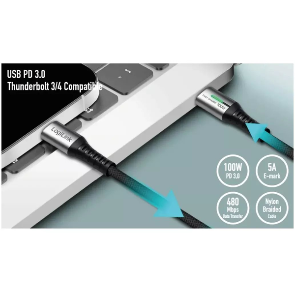 USB-C 2.0(M) <> USB-C(M) 1.5m LogiLink 100W/480Mbps zw.