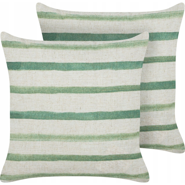 Conjunto De 2 Cojines Modernos 45 X 45 Cm Funda Extraíble Diseño A Rayas Verde Kafra - Verde