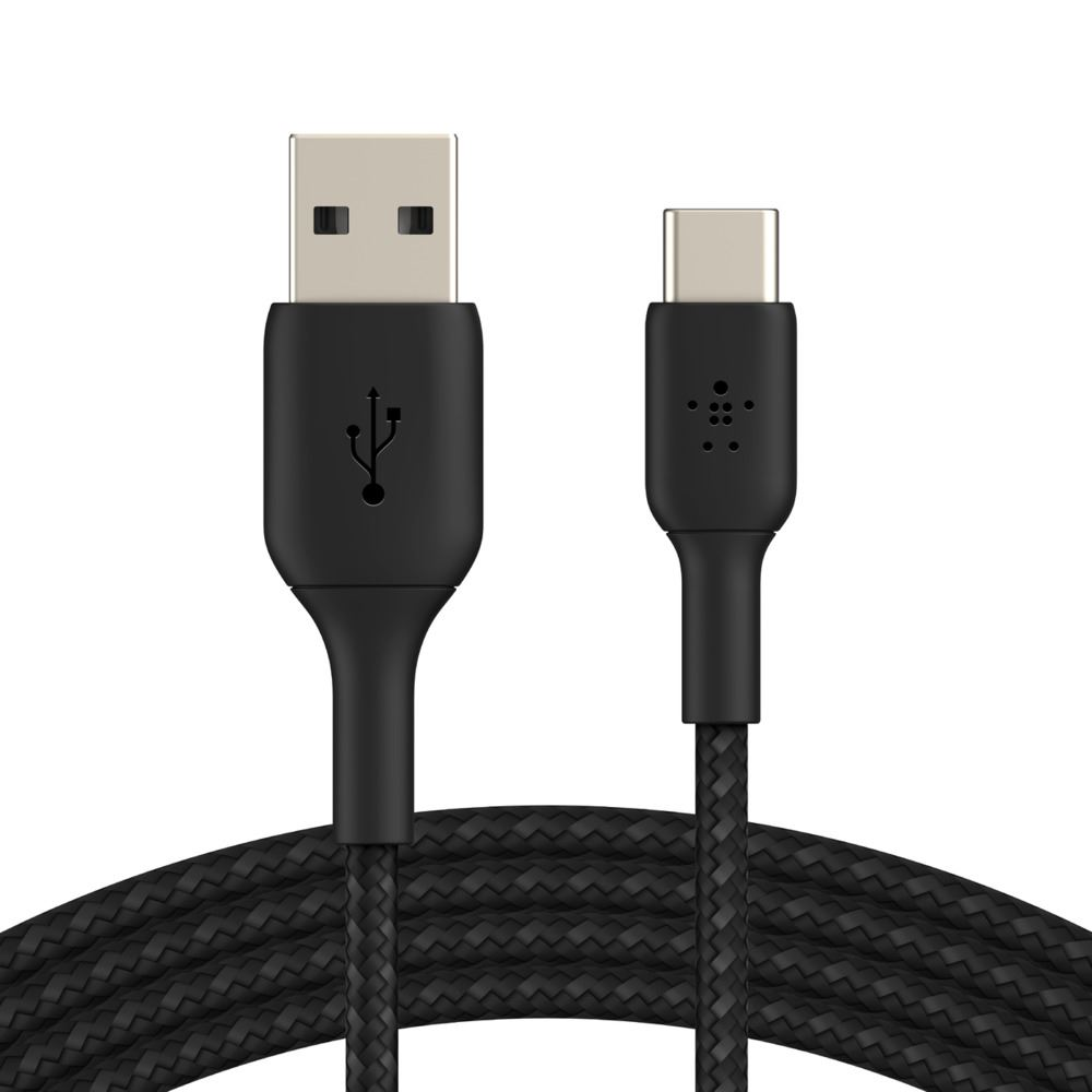 Belkin BOOST CHARGE USB-C - USB-A harisnyázott kábel 15cm fekete (CAB002bt0MBK) (CAB002bt0MBK)