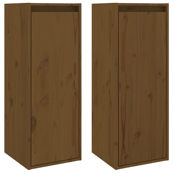 Комплект стенни шкафове vidaXL, 2 бр, Меденокафяви, 30x30x80 см, Бор масив