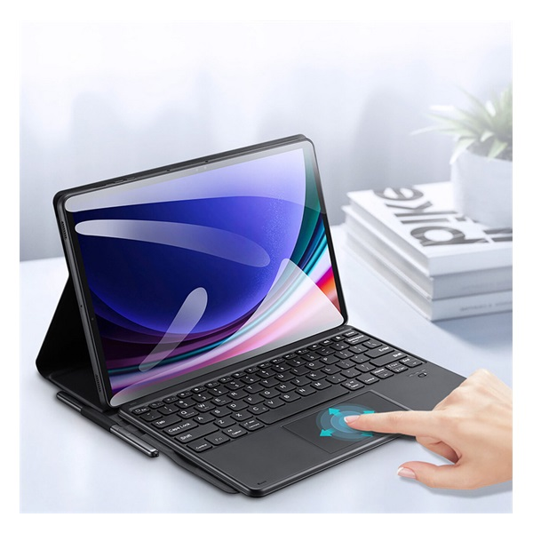 Dux Ducis TK bluetooth billentyűzet + touch pad (asztali tartó, QWERTY, ceruza tartó) FEKETE Samsung Galaxy Tab S9 Ultra LTE (SM-X916) / Galaxy Tab S9 Ultra WIFI (SM-X910) (GP-172017)