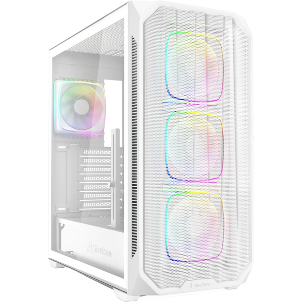 Sharkoon AK5M Midi Torony Számítógépház + 4db 120mm ARGB ventilátor - Fehér