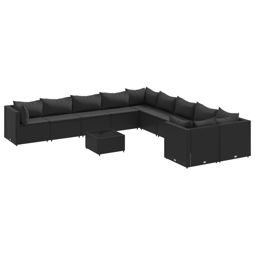 11 részes fekete polyrattan kerti ülőgarnitúra párnákkal (3308355)