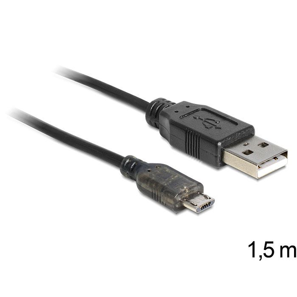 Delock 83272 USB 2.0-A male > USB micro-B male LED indicator kábel 1.5 m