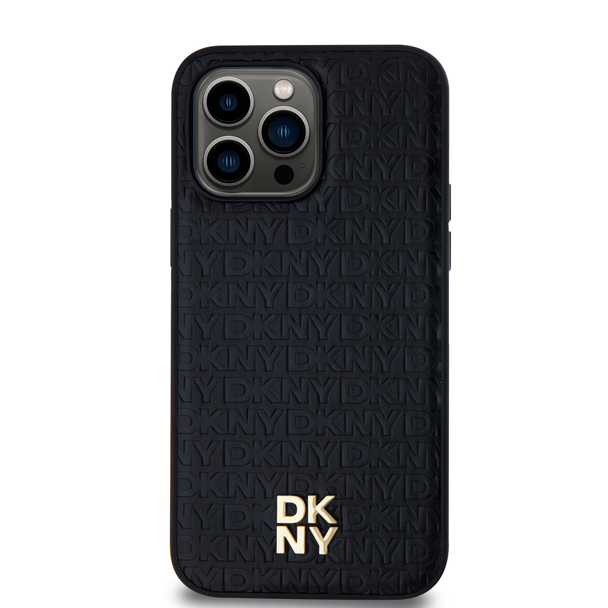 DKNY iPhone 13 Pro Max MagSafe Ismétlődő mintás PU Bőr Telefon tok - Fekete (DKHMP13XPSHRPSK)