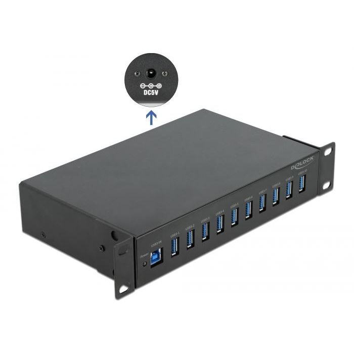 Delock 10” ipari hub 10 x USB 3.2 Gen 1 A-típusú csatlakozóval (64112) (delock64112)