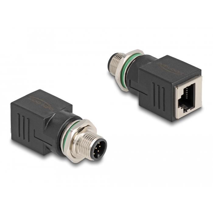 Delock M12 adapter A-kódolt 8 tűs apa - RJ45 anya egyenes (60063) (60063)