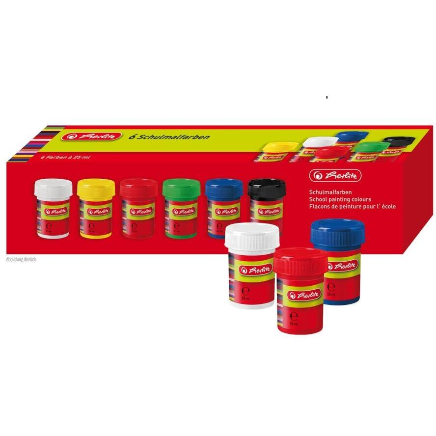 Herlitz Schulmalfarben 6 Töpfe a 25ml Faltschachtel (8643025) (8643025)