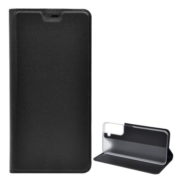 Tok álló, bőr hatású (FLIP, oldalra nyíló, asztali tartó funkció) FEKETE [Samsung Galaxy S21 (SM-G991) 5G] (5996591028392)