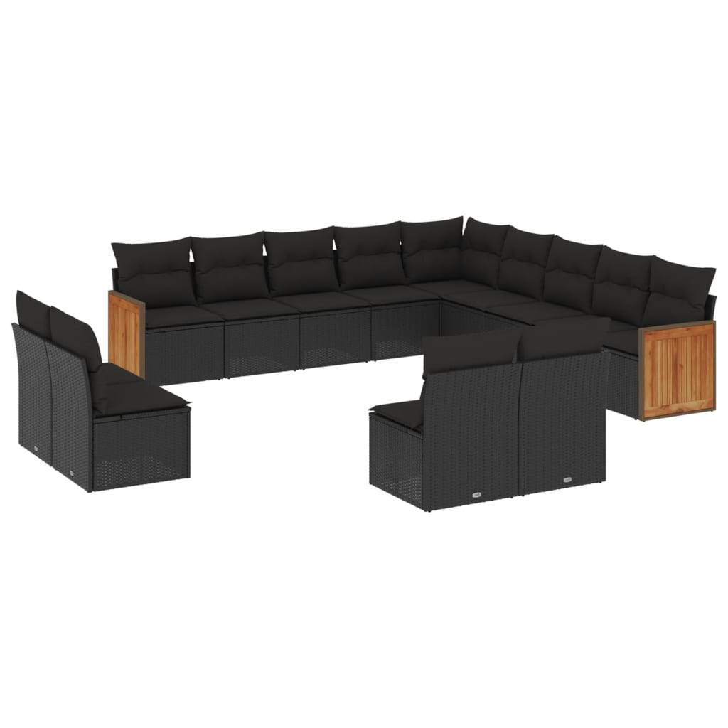 13 részes fekete polyrattan kerti ülőgarnitúra párnákkal (3260564)