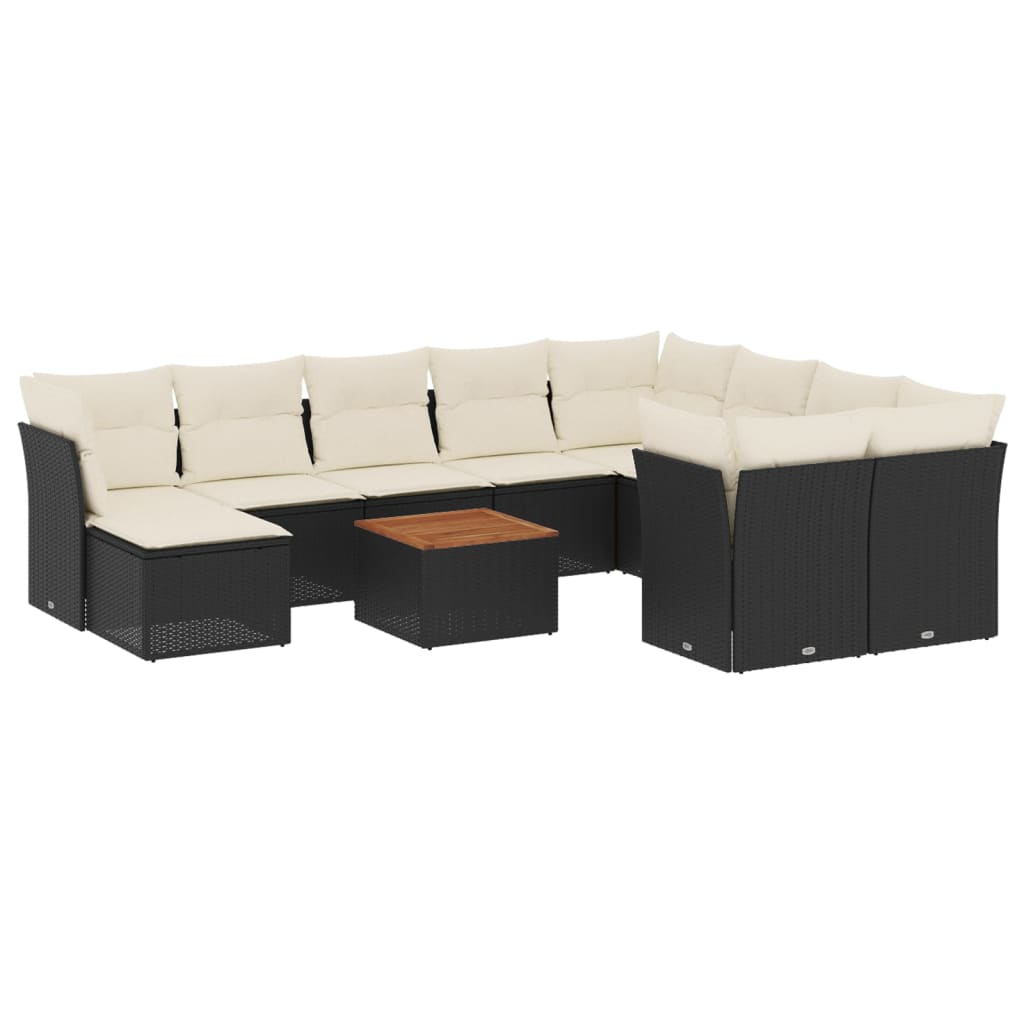 11 részes fekete polyrattan kerti ülőgarnitúra párnákkal (3223970)