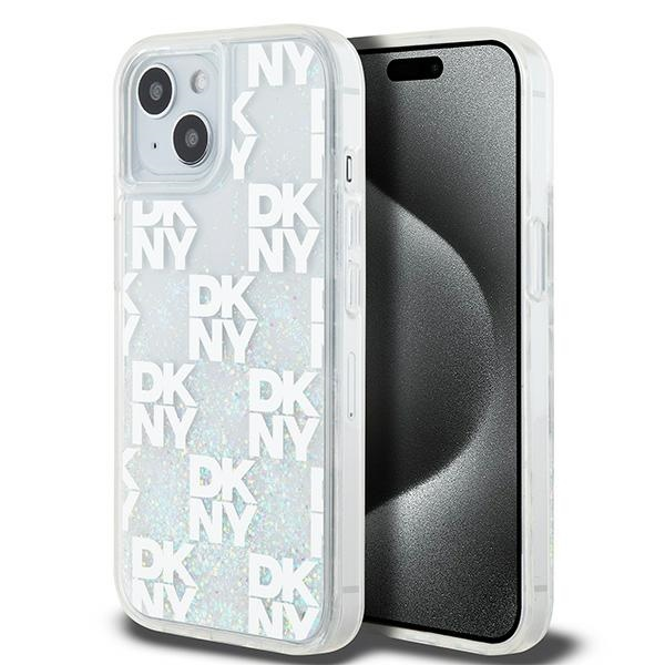 DKNY iPhone 13 / 14 / 15 multiLOGO Glitter műanyag Telefon tok - Fehér (DKHCP15SLCPEPT)
