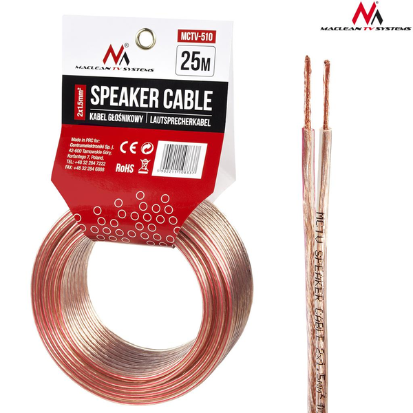 Maclean MCTV-510 Hangszóró kábel 2 x 1.5mm - 25m