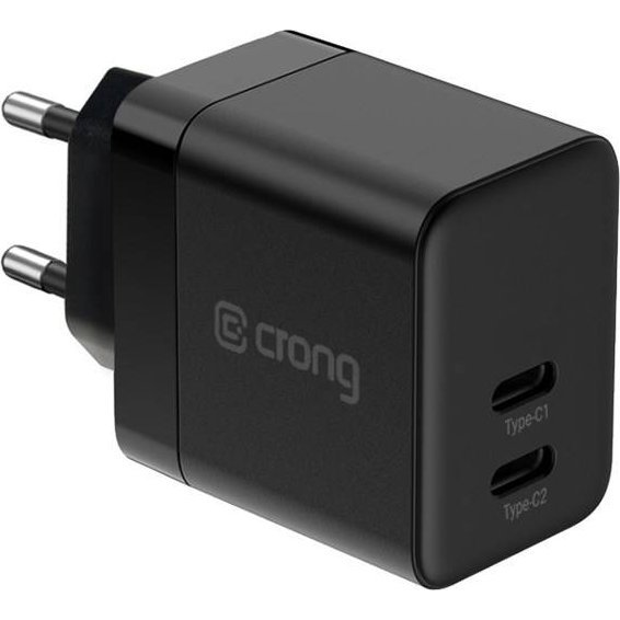 Ładowarka Crong Ładowarka sieciowa Crong Utra Compact GaN 35W PD 3.0 2x USB-C (czarny)