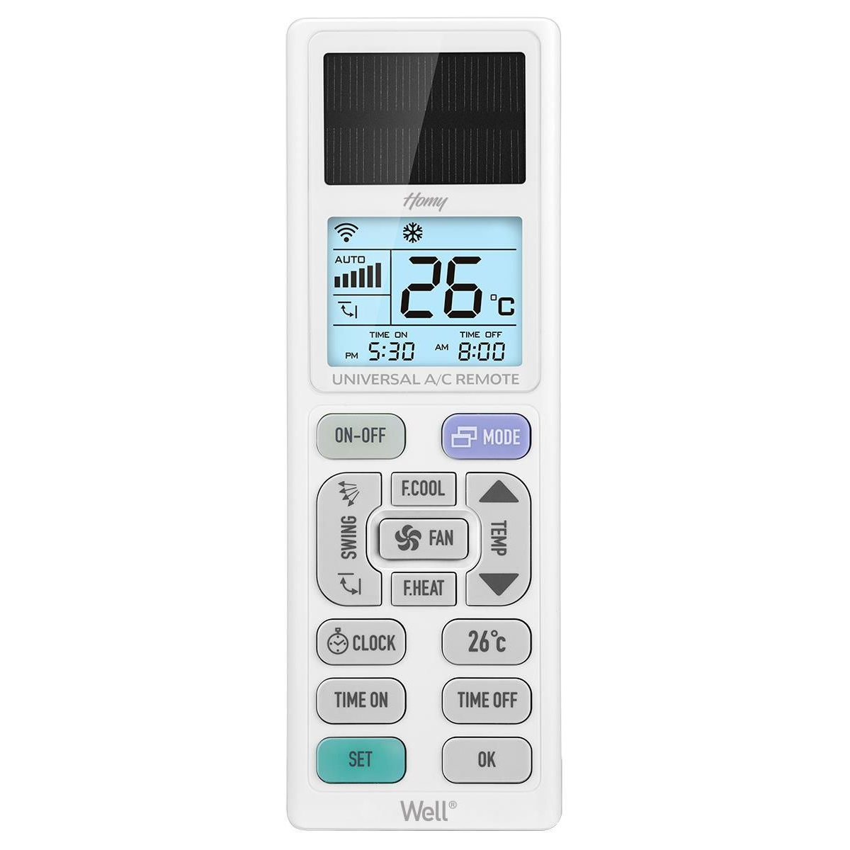 Well napelemes univerzális légkondicionáló távirányító fehér (RC-AC-HOMY-WL) (RC-AC-HOMY-WL)