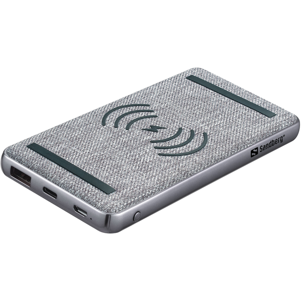 Sandberg 420-61 acumulatoare Polimer Litiu (LiPo) 10000 mAh Încărcare fără fir Negru, Gri