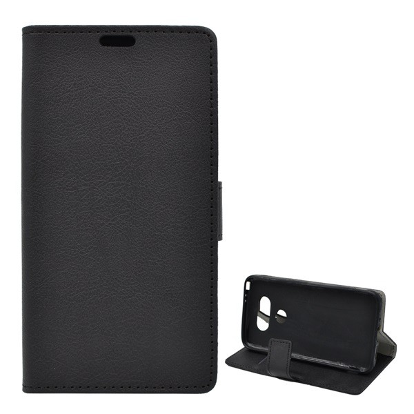 Tok álló, bőr hatású (FLIP, oldalra nyíló, asztali tartó funkció, prémium) FEKETE [LG G5 (H850) ] (5996457630547)
