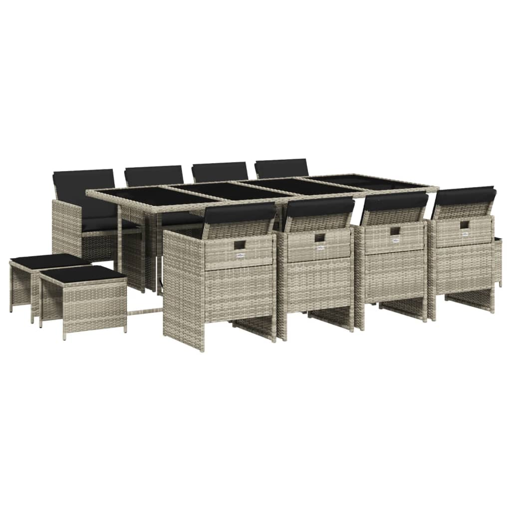 13 részes szürke polyrattan kerti étkezőgarnitúra párnákkal (3277750)