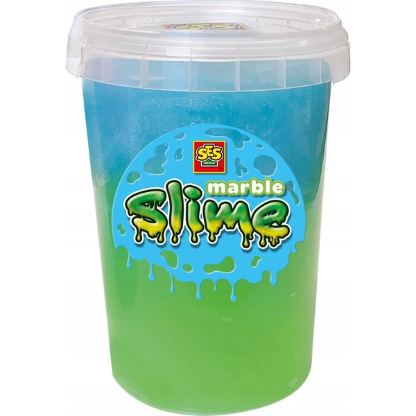 SES Creative Slime - Marble - Groen en blauwe slijm - Goed uitwasbaar – Kant en klare slijm om mee te spelen en ontdekken - Glutenvrij