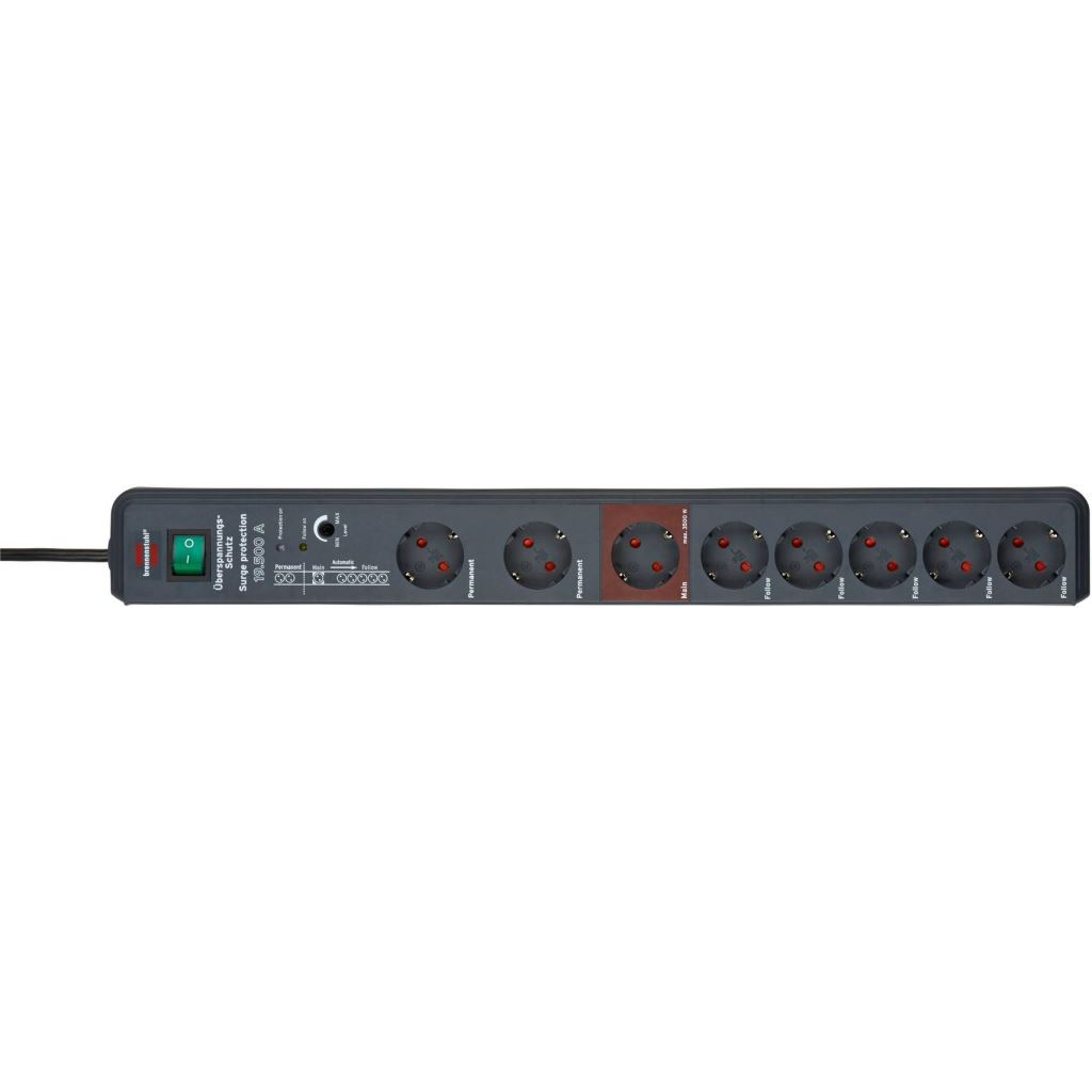 Brennenstuhl 1159490936 Main-Follow 8 részes Antracit Védőérintkezős 3m (b1159490936)