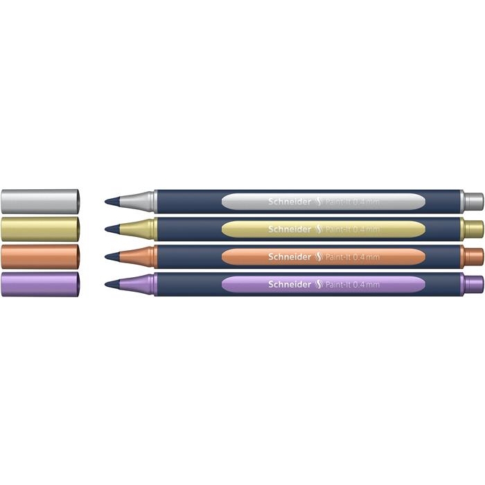 Schneider Paint-It 050 Metálfényű Kupakos rollertoll készlet - 0.4 mm / Többszínű (4 db) (ML05011501)