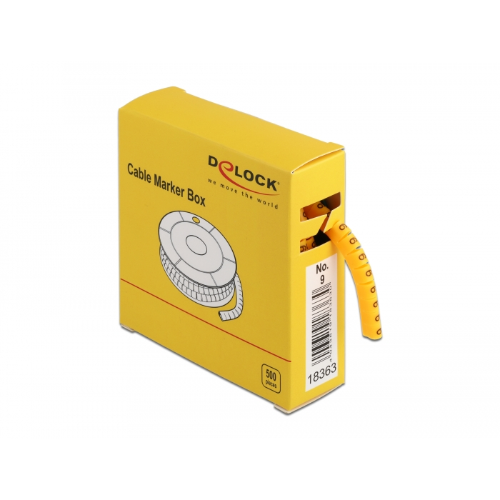 Delock 500 db. sárga kábeljelző doboz No. 9 (18363)