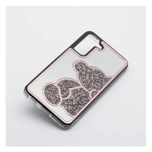 Teddy Bear Samsung Galaxy A25 5G csillogó köves tok fehér-rózsaszín (101210) (101210)