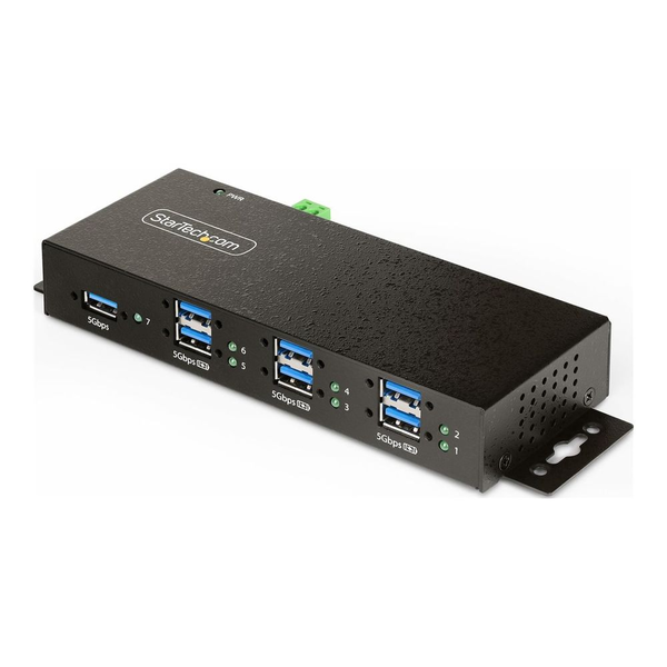StarTech.com 5G7AINDRM-USB-A-HUB interface hub USB 3.2 Gen 1 (3.1 Gen 1) Type-B 5000 Mbit/s Sort