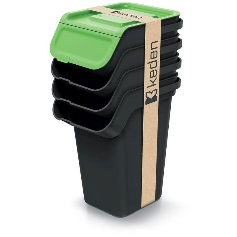 Prosperplast Waste bin KADDI Q SET recycled black with filter, volume 4×25 l (50920)