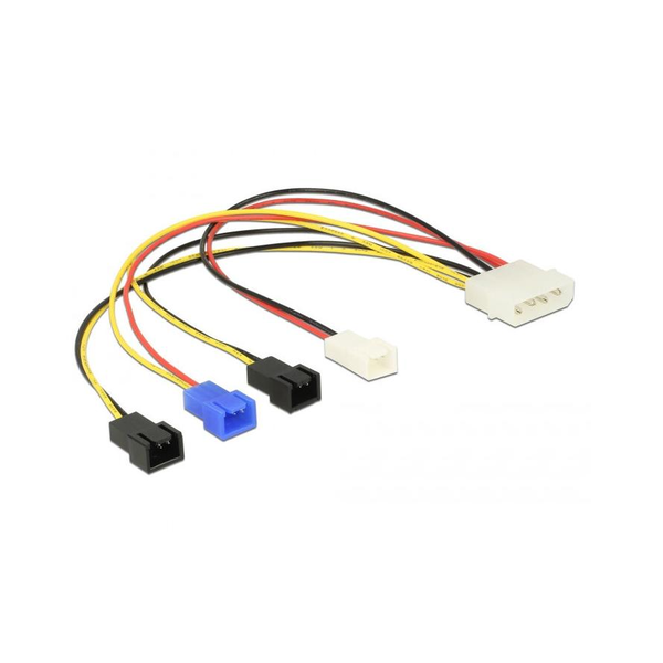 Delock Molex Power 4pin -> 4db Power 2pin M/M tápkábel 0.2m (12 V / 7 V / 5 V)
