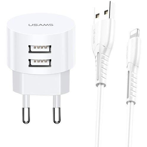 Usams XTXLOGT1804 hálózati töltő 100cm-es Lightning kábellel fehér (XTXLOGT1804)