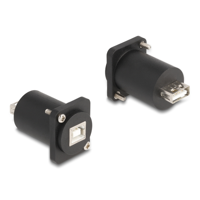 Delock D-típusú Modul USB 2.0 B-típusú hüvely - A-típusú hüvely csavarokkal fekete (88110) (88110)