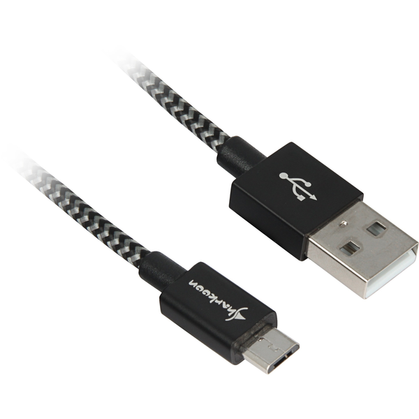 Sharkoon USB-A apa - Micro USB apa 2.0 Adat és töltő kábel - Fekete/szürke (3m)