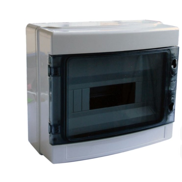 Tracon EDFKIP65-12/1 1×12 mod/ H×W×D=260×300×140mm/ IP65/ 660V AC átlátszó ajtóva/ N/PE sínnel falon kívüli (EDFKIP65-12/1)