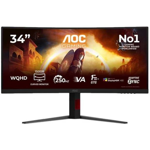 AOC G4 CU34G4ZCA computer monitor 86,4 cm (34") 3440 x 1440 Pixels Wide Quad HD Zwart, Rood