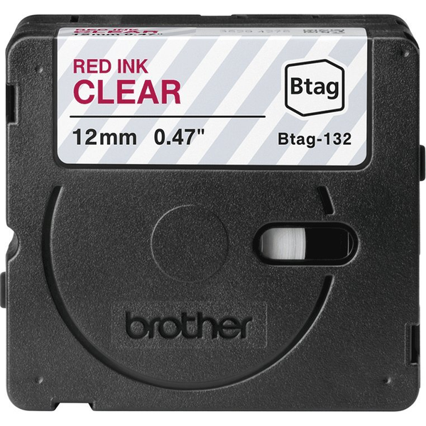 Brother BTAG-132 nastro per etichettatrice Rosso su trasparente