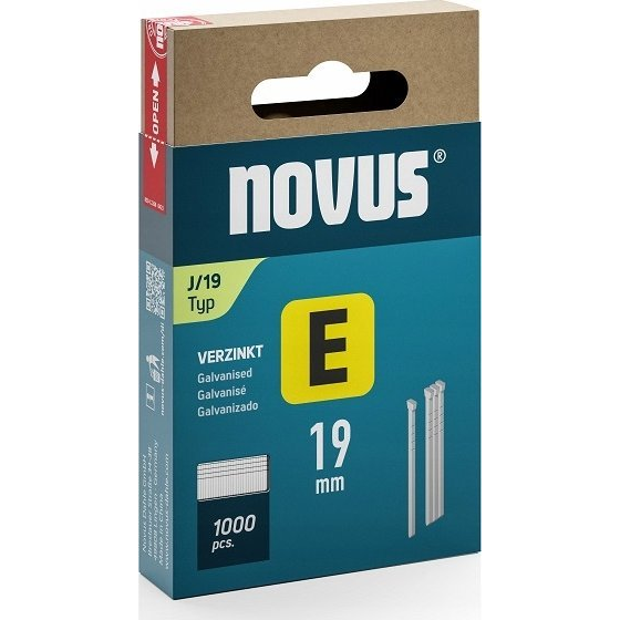 Novus Tools 044-0090 Tűzőgép szögek J típus Méret, hossz 19 mm 1000 db (NV044-0090)