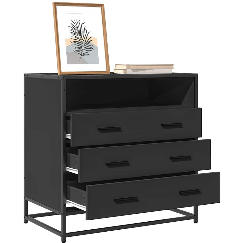 fekete szerelt fa fiókos szekrény 70x41x70 cm (849084 VidaXL)