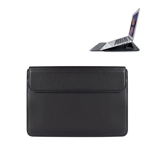 Devia tok fekvő, bőr hatású LAPTOP/NOTEBOOK/TABLET (univerzális, asztali tartó, ultravékony, 13.3" méret) FEKETE (GP-165957)