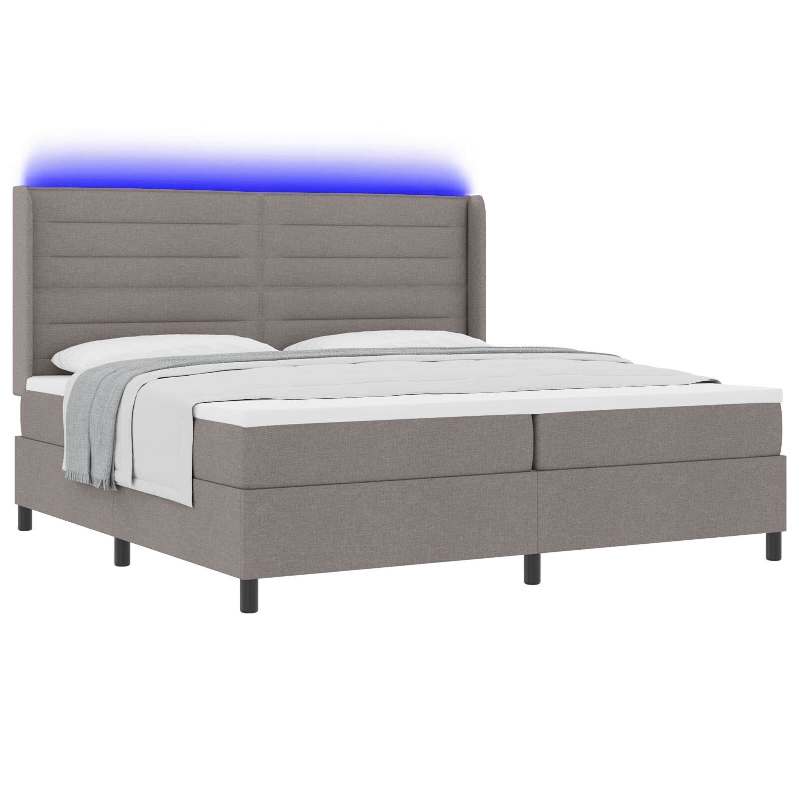 Boxspring Ágy Matraccal és LED-del Taupe 200x200 cm Szövet (3343466)