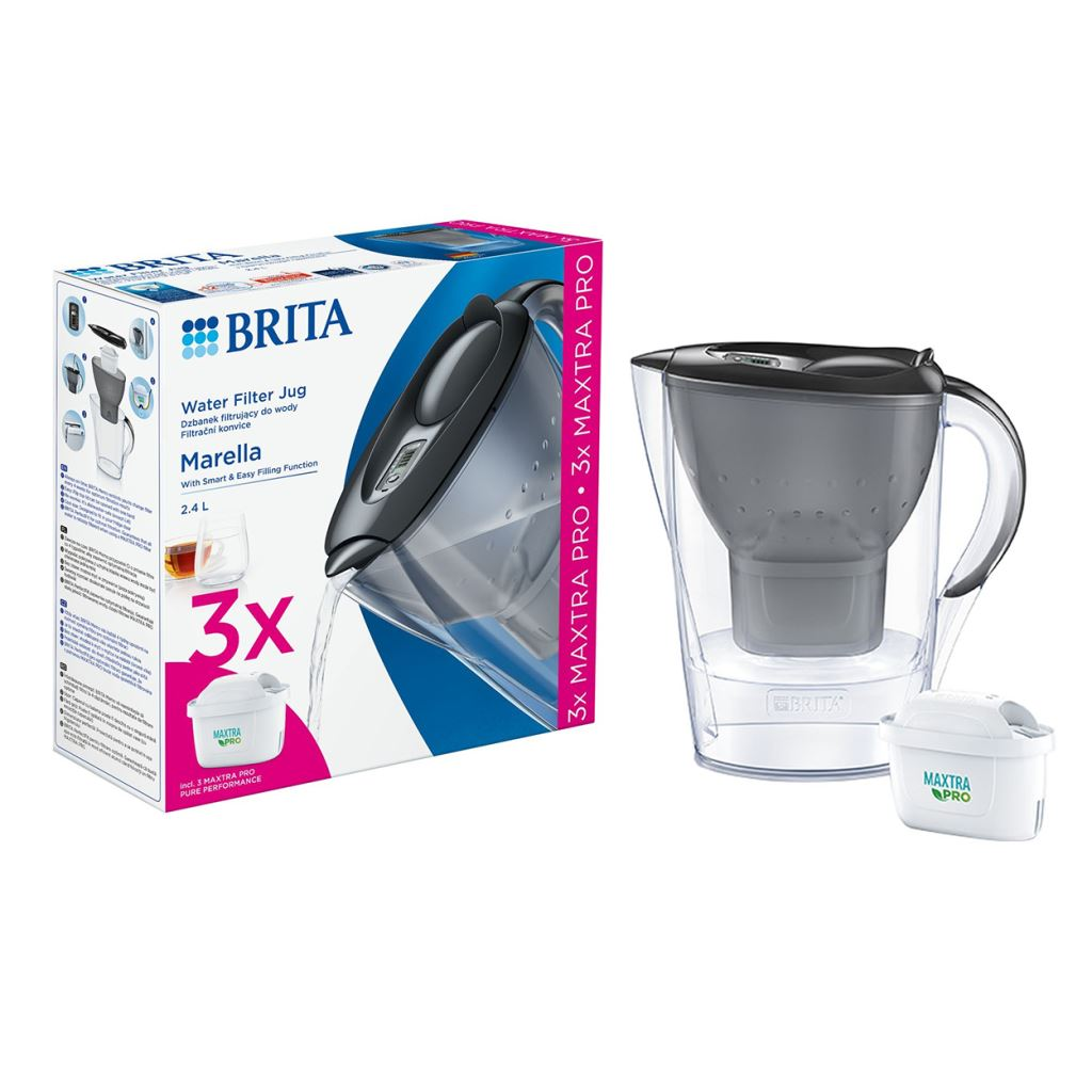 Brita Marella vízszűrő kancsó 2.4 liter grafit + 3db Maxtra Pro szűrőbetét (1052796) (br1052796)