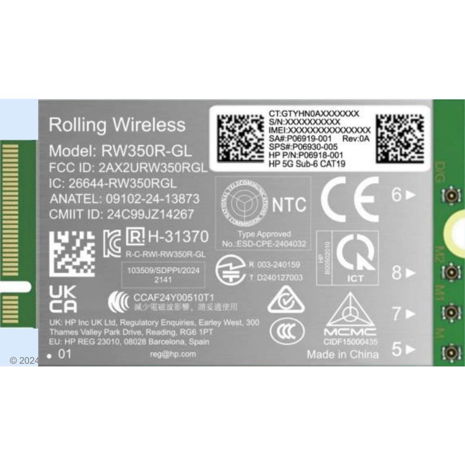 HP 5G Sub-6 WWAN karta rozhrania/adaptér Interný