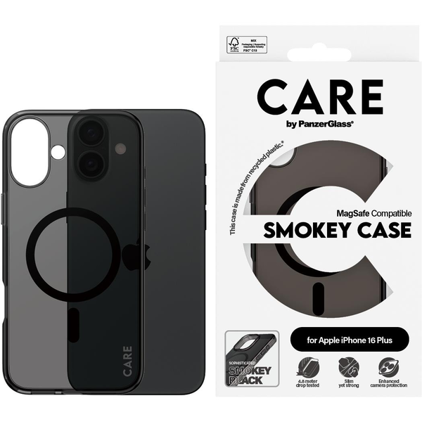 PanzerGlass CARE by PG Smokey w. MagS iPhone16 6.7 mobiltelefon etui Cover Transparent