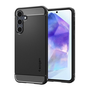 Samsung Galaxy A55 5G SM-A556B, Szilikon tok, Spigen Rugged Armor, karbon minta, fekete