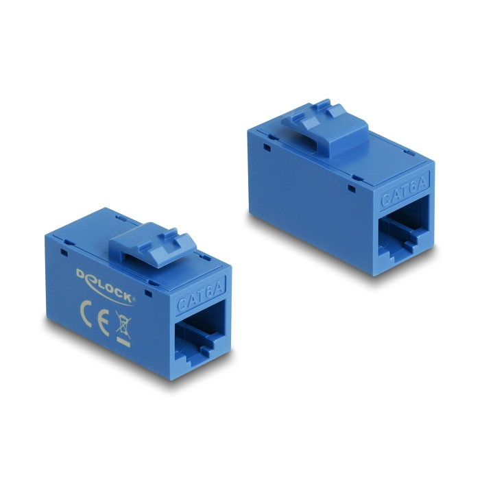 Delock Keystone modul, RJ45-aljzat - RJ45-aljzat, Cat.6A UTP kék (90642) (90642)