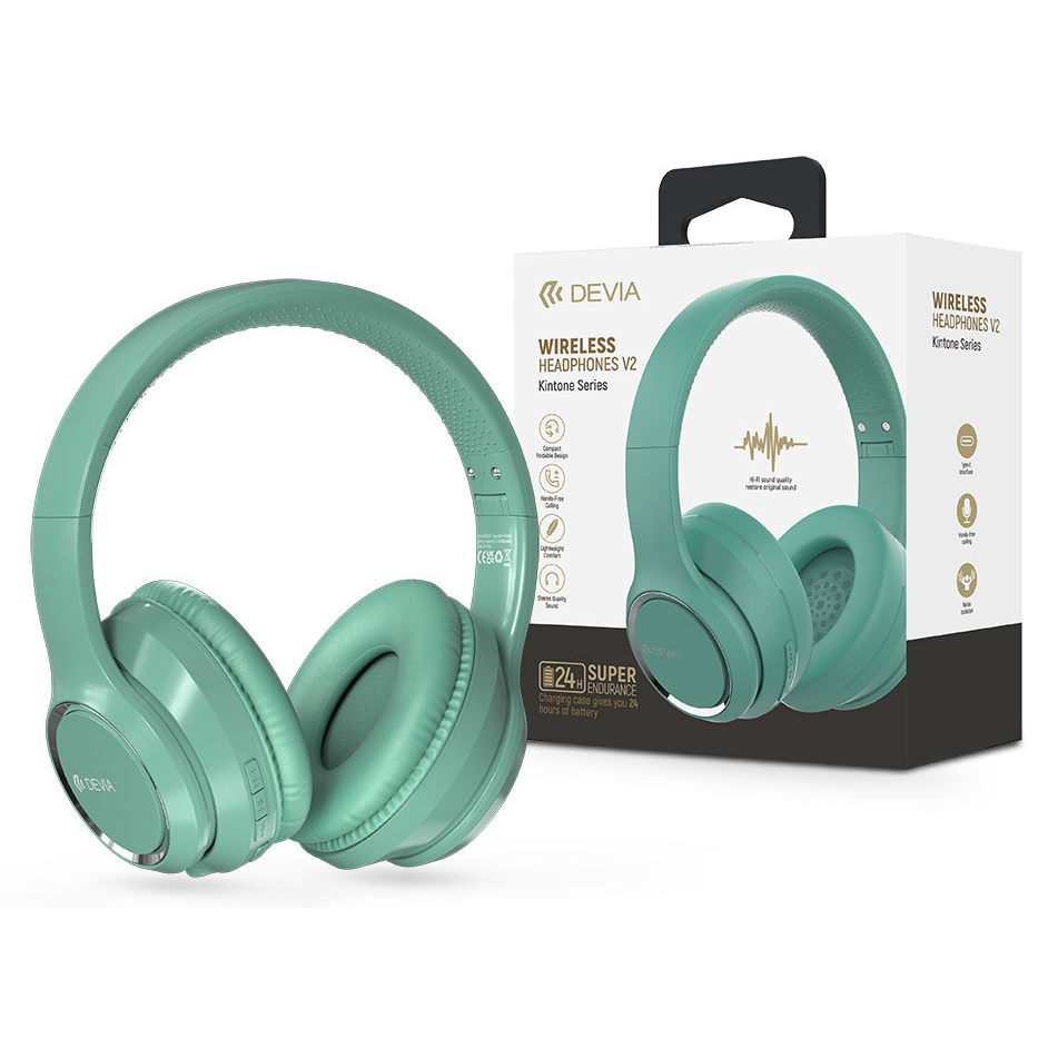 Devia Bluetooth slúchadlá Kintone nauszne jasno zielone (ST383557)