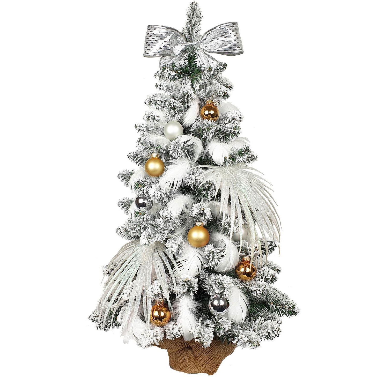 Díszített fa POLAR GOLD 60 cm, 41 dísz és dekoráció 41 díszítéssel és dekorációval LED VILÁGÍTÁSSAL (LAU-1519)