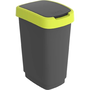 Кош за отпадъци Rotho Twist, С капак, Черен/зелен, 50 л