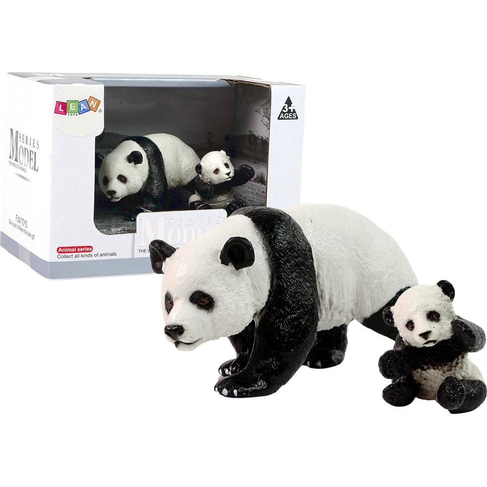 Lean Toys 2 db Pandafigura Készlet Fiatal Pandával Világ Állatai Sorozat (12320)