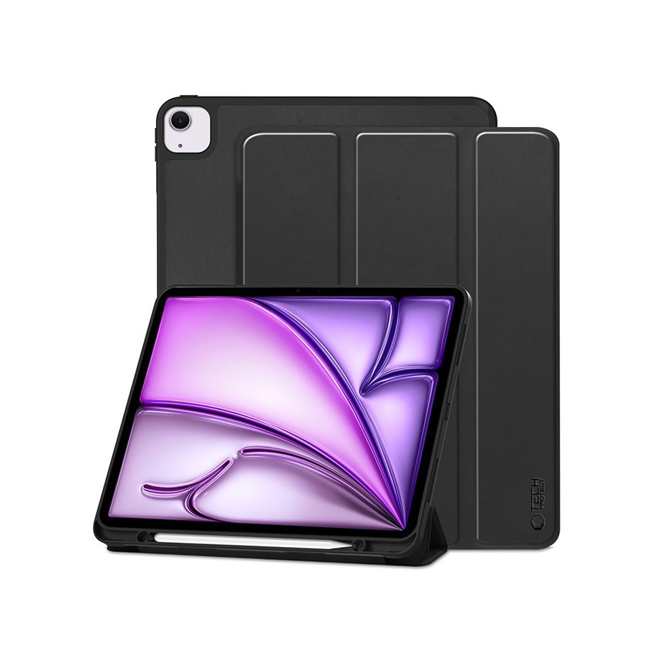 Apple iPad Air 13 (2024) tablet tok (SmartCase) on/off funkcióval, Apple Pencil tartóval - Tech-Protect - fekete (ECO csomagolás) (TP308651)
